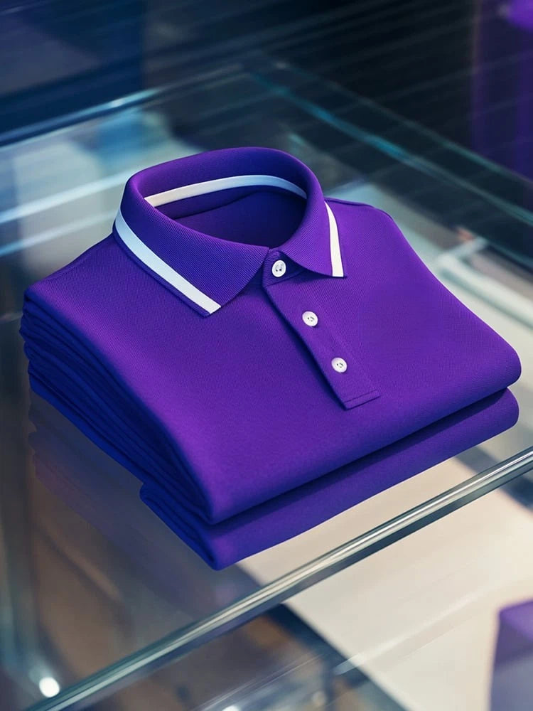 Men's Business Casual Logo Button Short Sleeve Polo Shirt