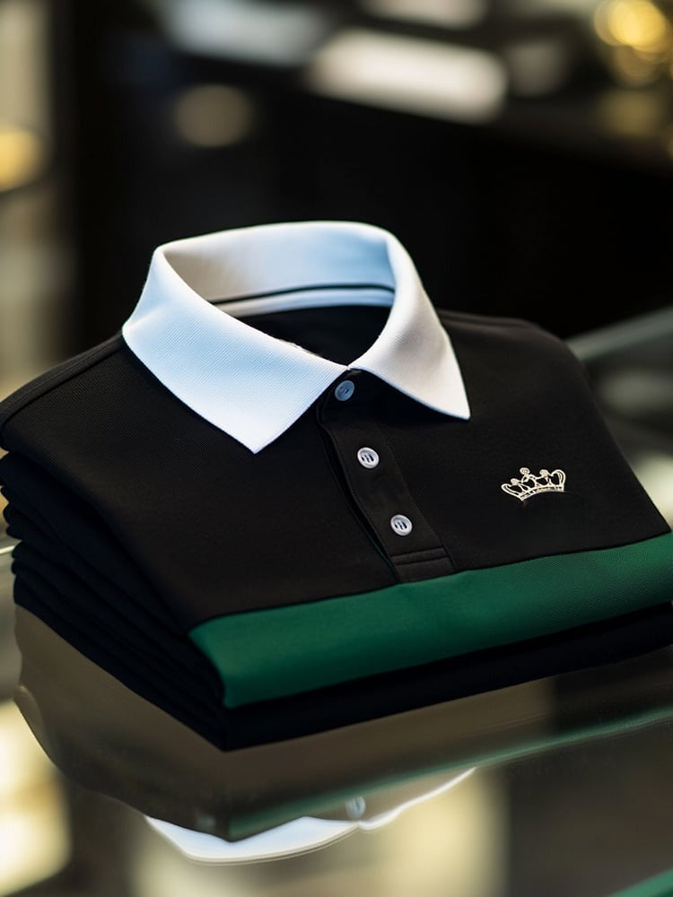 Men's Business Casual Logo Button Short Sleeve Polo Shirt