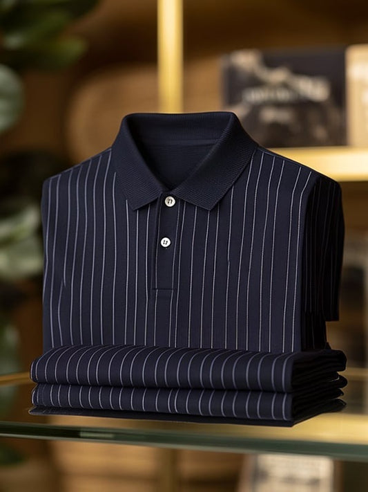 Men's Classic Business Logo Button Short Sleeve Polo Shirt
