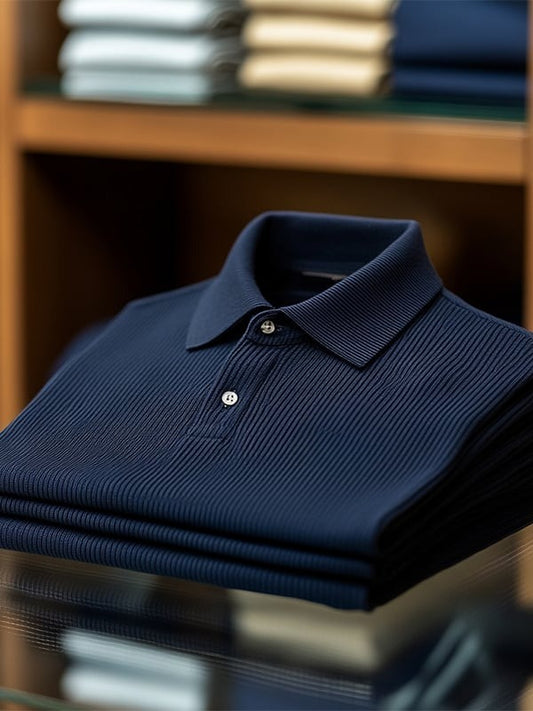 Men's Classic Business Logo Button Short Sleeve Polo Shirt