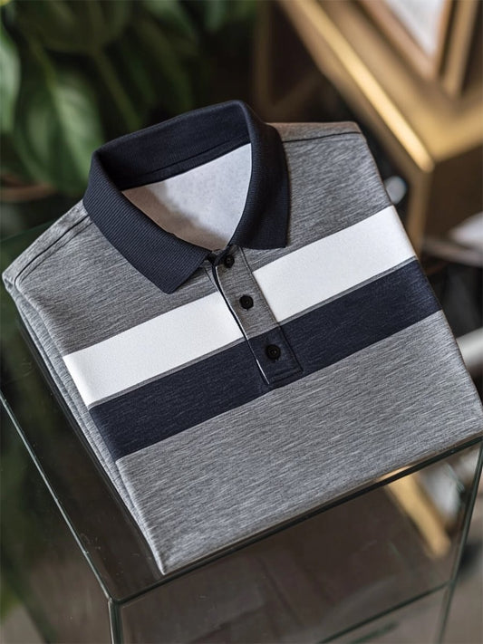 Men's Business Casual Button Short Sleeve Polo Shirt