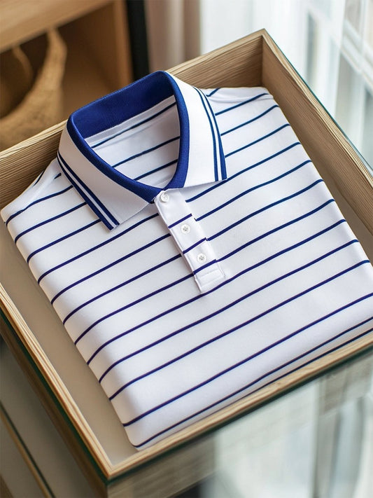 Men's Business Casual Button Short Sleeve Polo Shirt