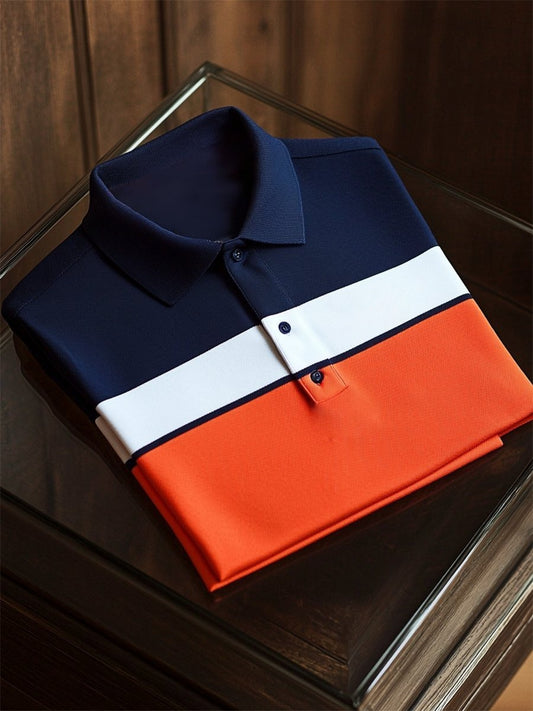 Men's Business Casual Button Short Sleeve Polo Shirt