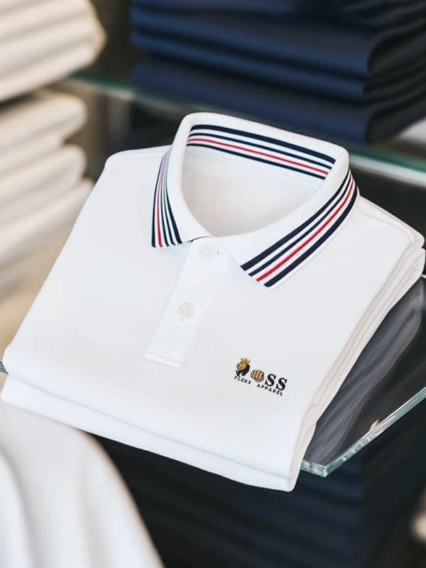 Men's Classic Business Logo Button Short Sleeve Polo Shirt