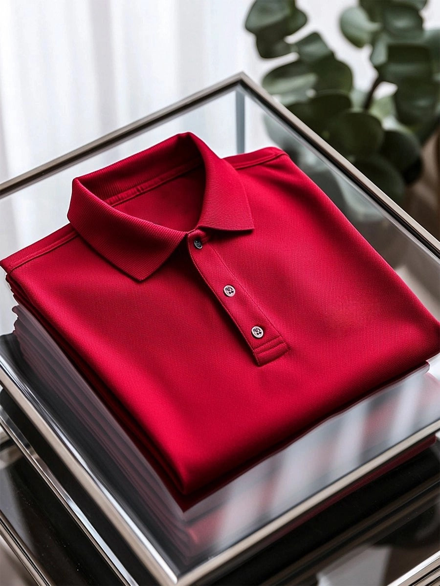 Men's Business Casual Button Short Sleeve Polo Shirt