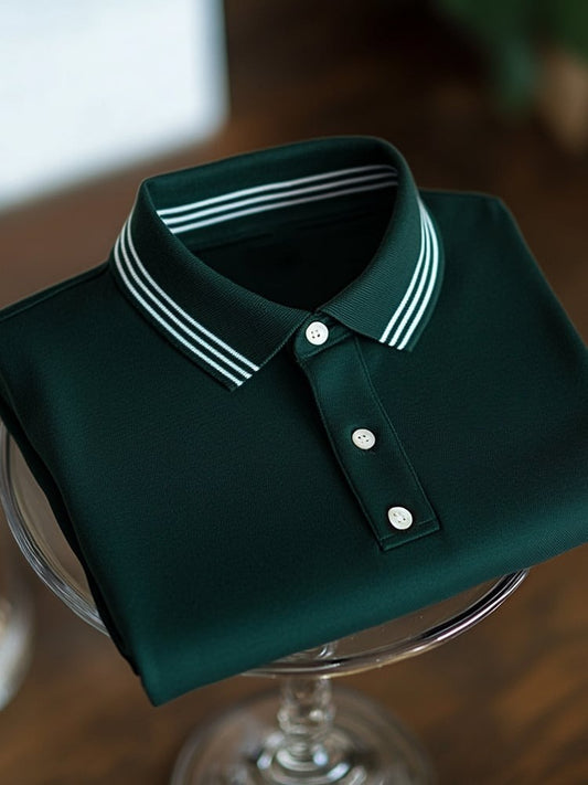 Men's Business Casual Button Short Sleeve Polo Shirt