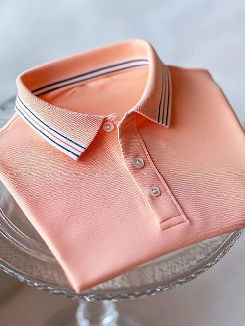 Men's Business Casual Button Short Sleeve Polo Shirt