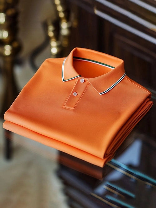 Men's Business Logo Button-Down Short Sleeve Polo Shirt
