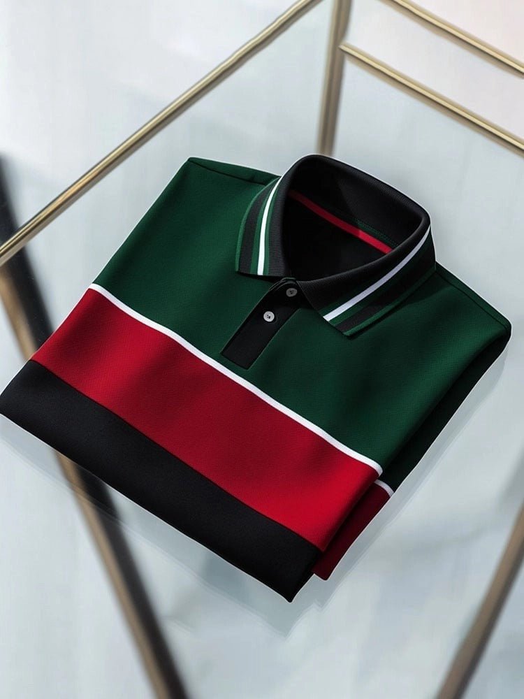 Men's Business Logo Button-Down Short Sleeve Polo Shirt
