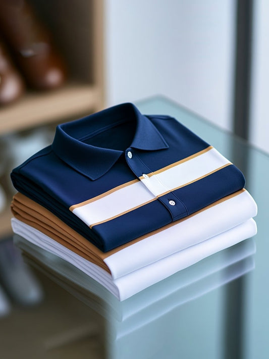 Men's Business Casual Button Short Sleeve Polo Shirt