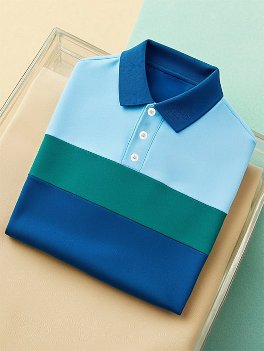 Men's Business Casual Button Short Sleeve Polo Shirt