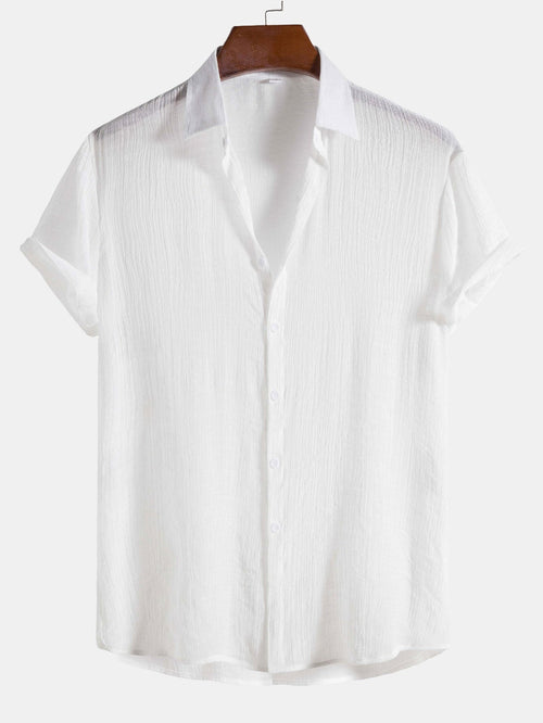 Light Crinkled Fabric Button Up Shirt