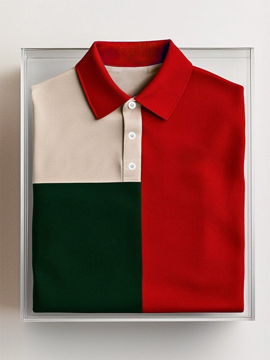 Men's Business Casual Button Short Sleeve Polo Shirt