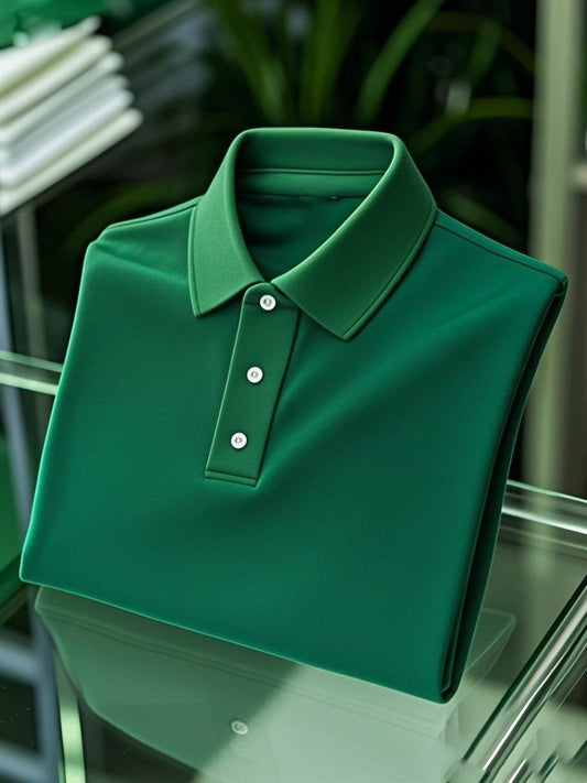 Men's Business Casual Button Short Sleeve Polo Shirt
