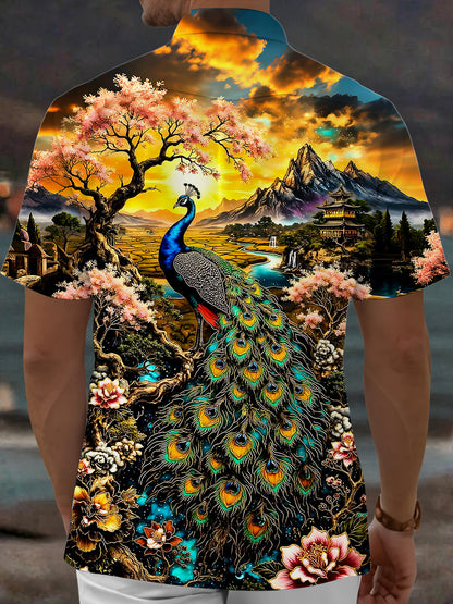 Peacock Men's Pocket Short Sleeve Shirts