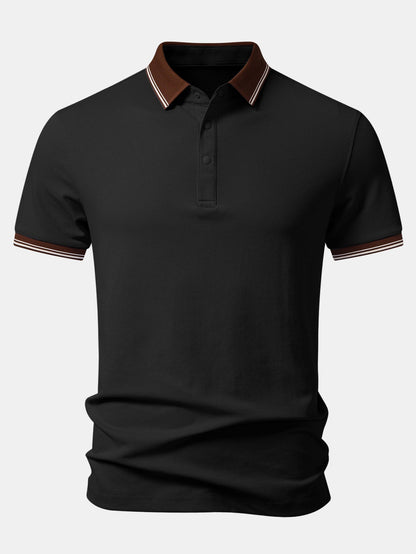 Contrast Trim Textured Polo