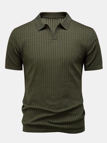 Johnny Collar Open Knit Polo