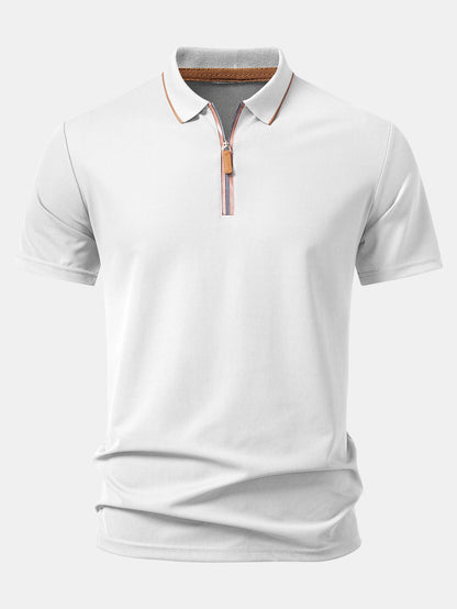 Textured Zipper Polo