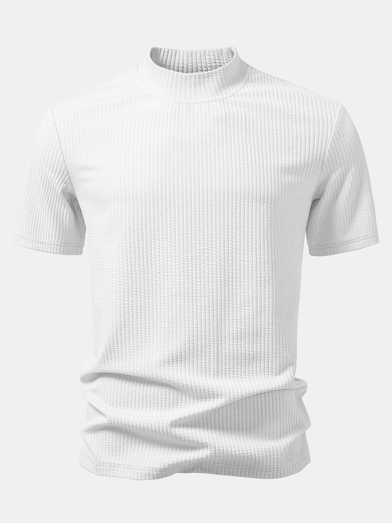 3 Pieces Ribbed  Mock Neck T-Shirt