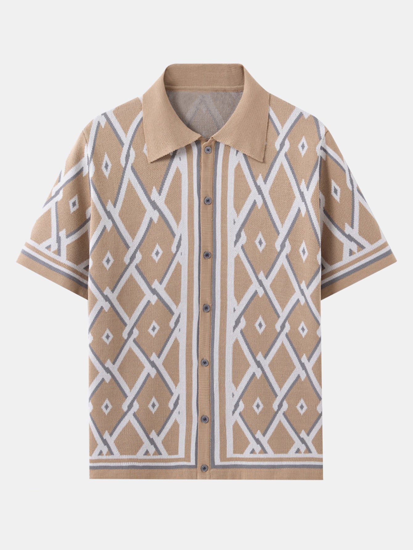 Retro Rhombus Geometric Knit Shirt