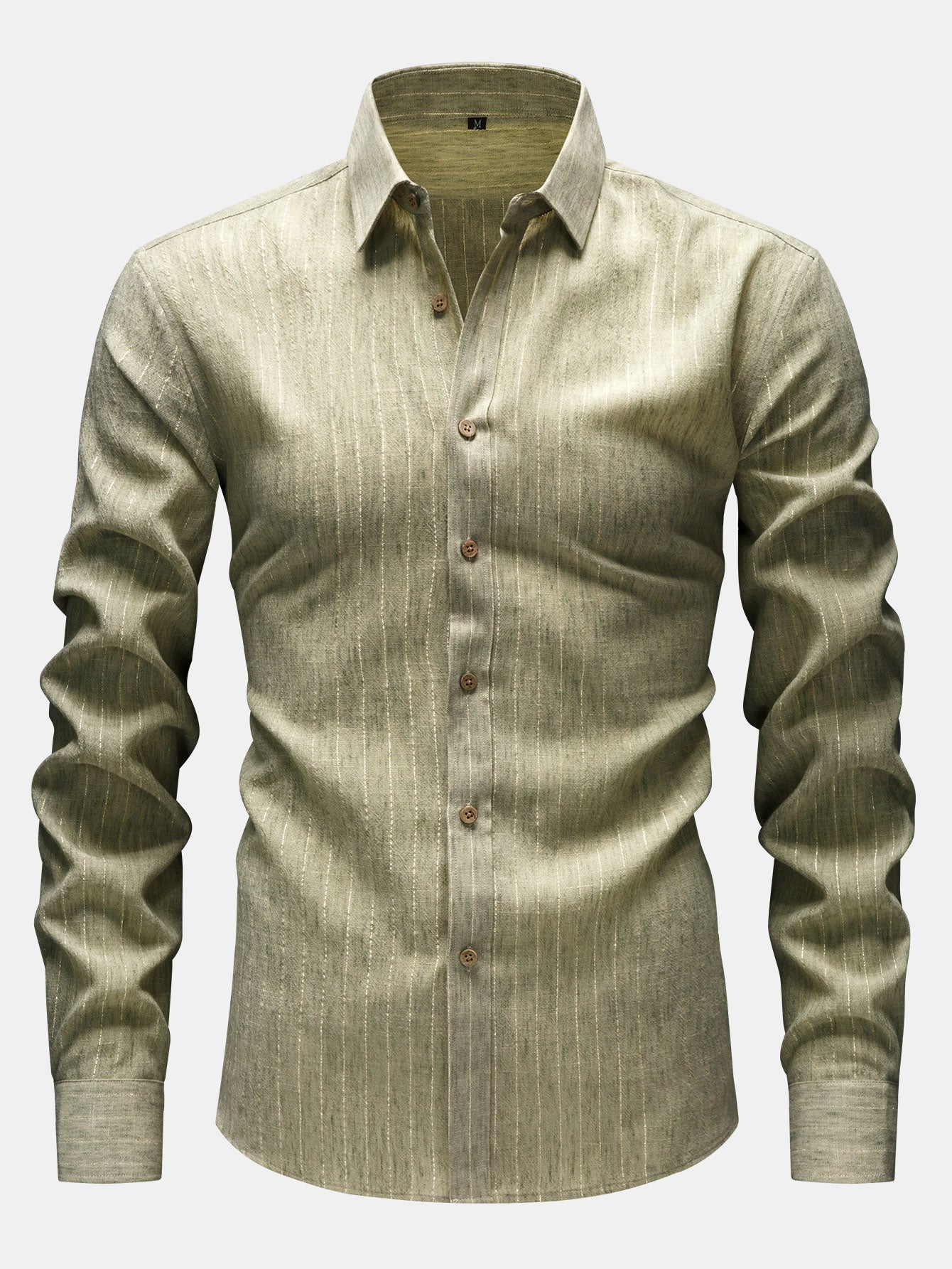 Long Sleeve Stripe Linen Look Button Up Shirt