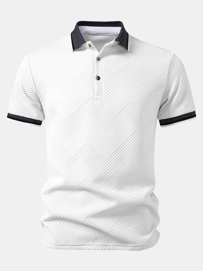 Contrast Trim Stripe Jacquard Polo