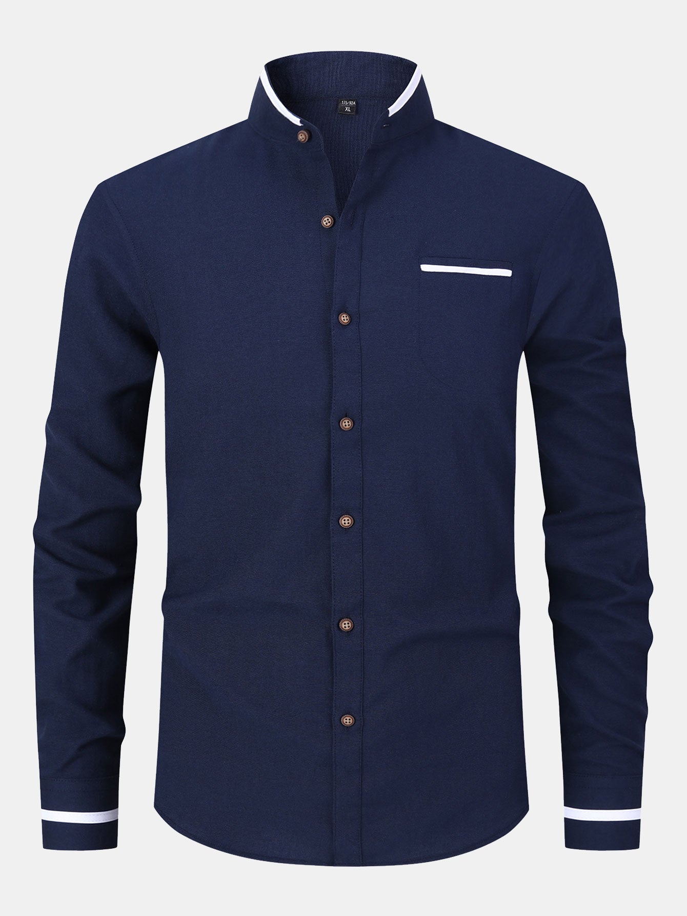 Long Sleeve Contrast Stand Collar Shirt