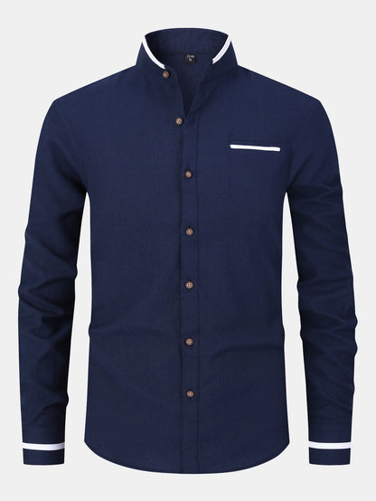 Long Sleeve Contrast Stand Collar Shirt