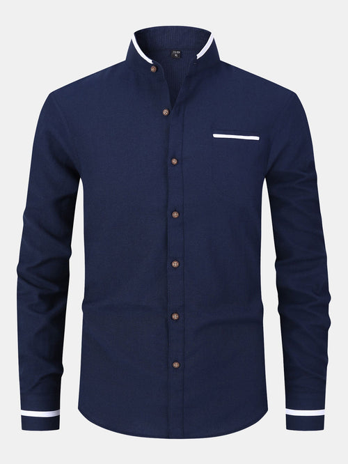 Long Sleeve Contrast Stand Collar Shirt