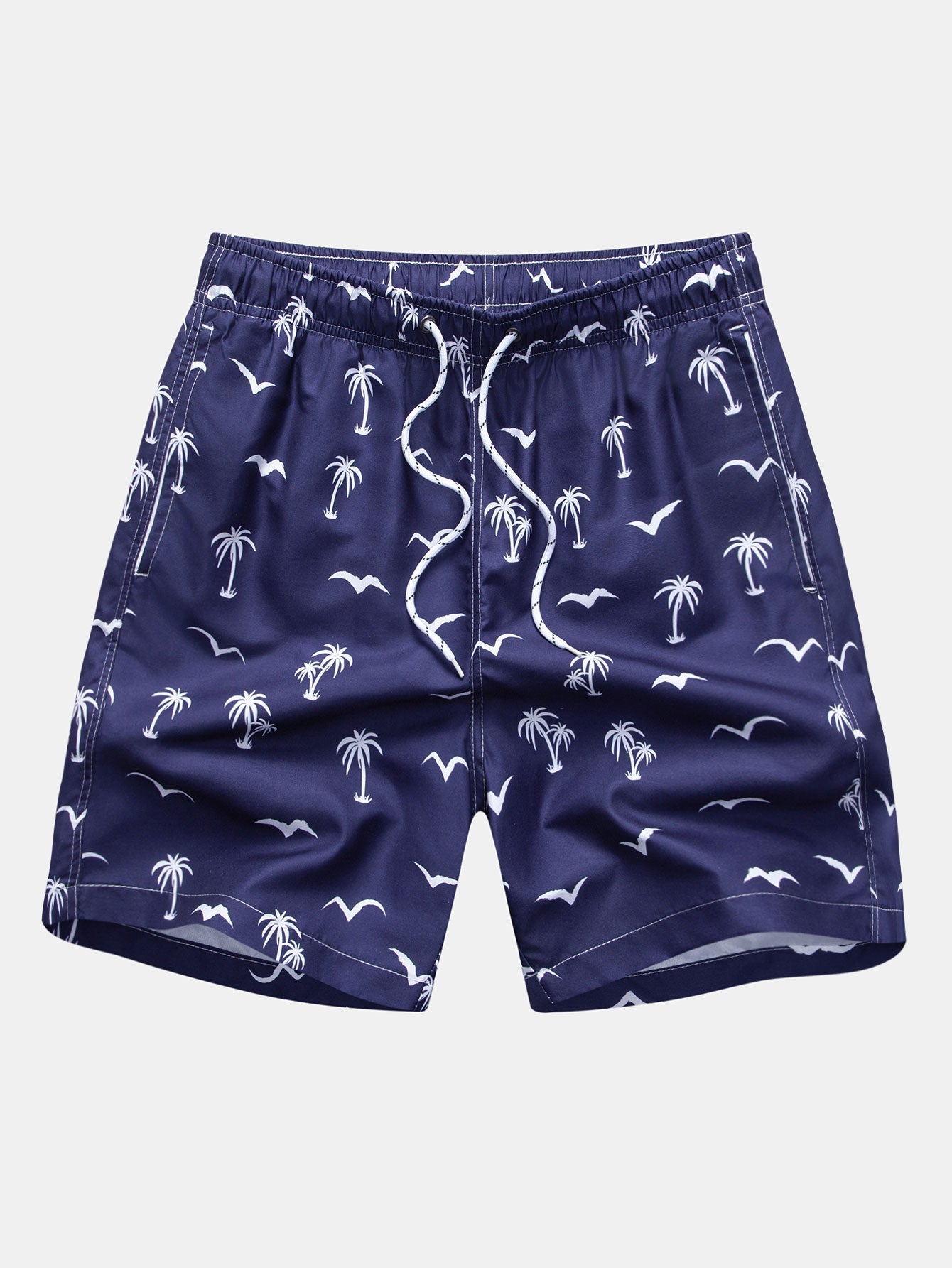 Palm Tree Seagull Print Swim Shorts