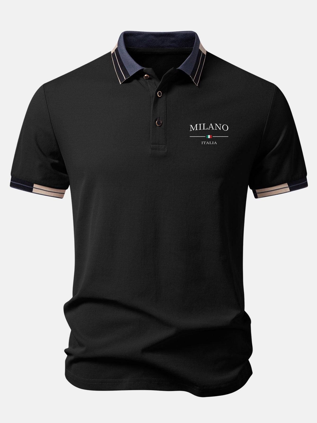 Milano Print Contrast Trim Polo