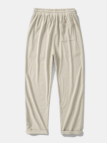 Relax Fit Contrast Corduroy Polo Collar Sweatshirt & Straight Leg Corduroy Pants