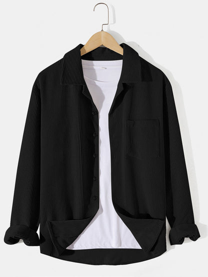 Long Sleeved Corduroy Revere Collar Shirt