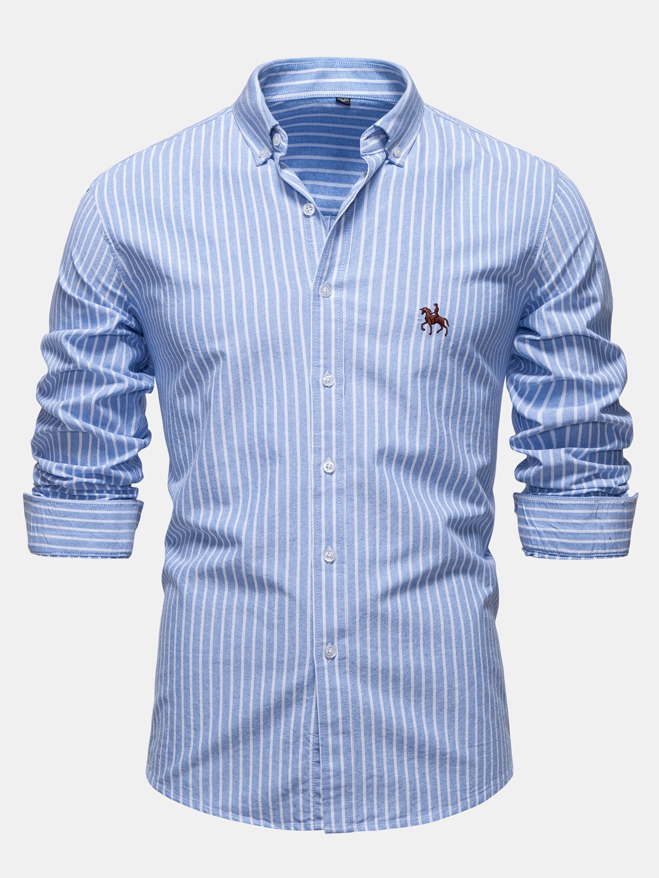 Cowboy Embroidery Cotton Stripe Shirt