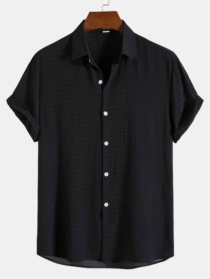 Textured Fabric Short Sleeve Shirt