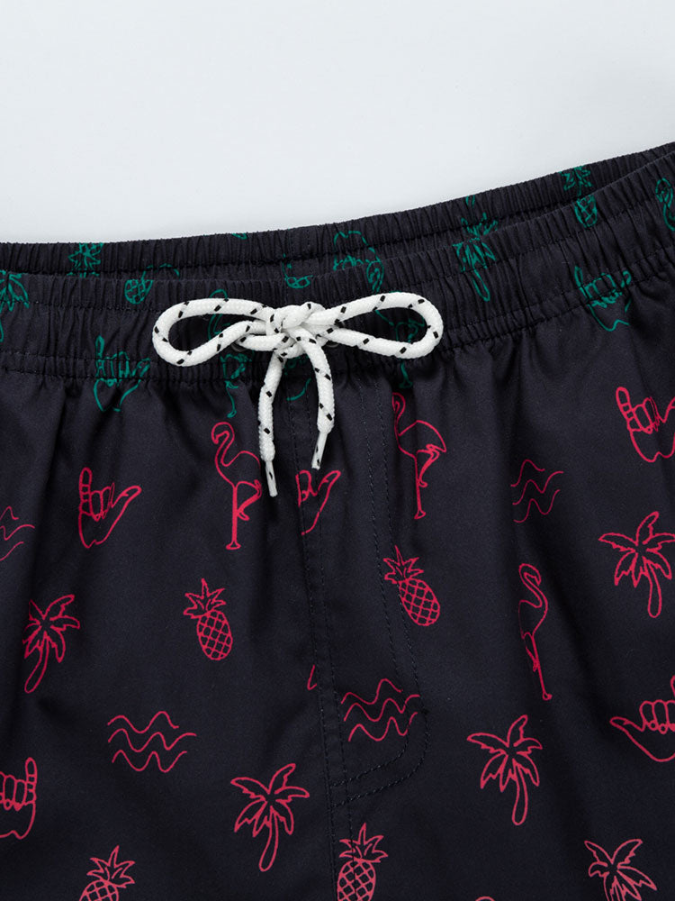 Flamingo Tropical Print Swim Shorts
