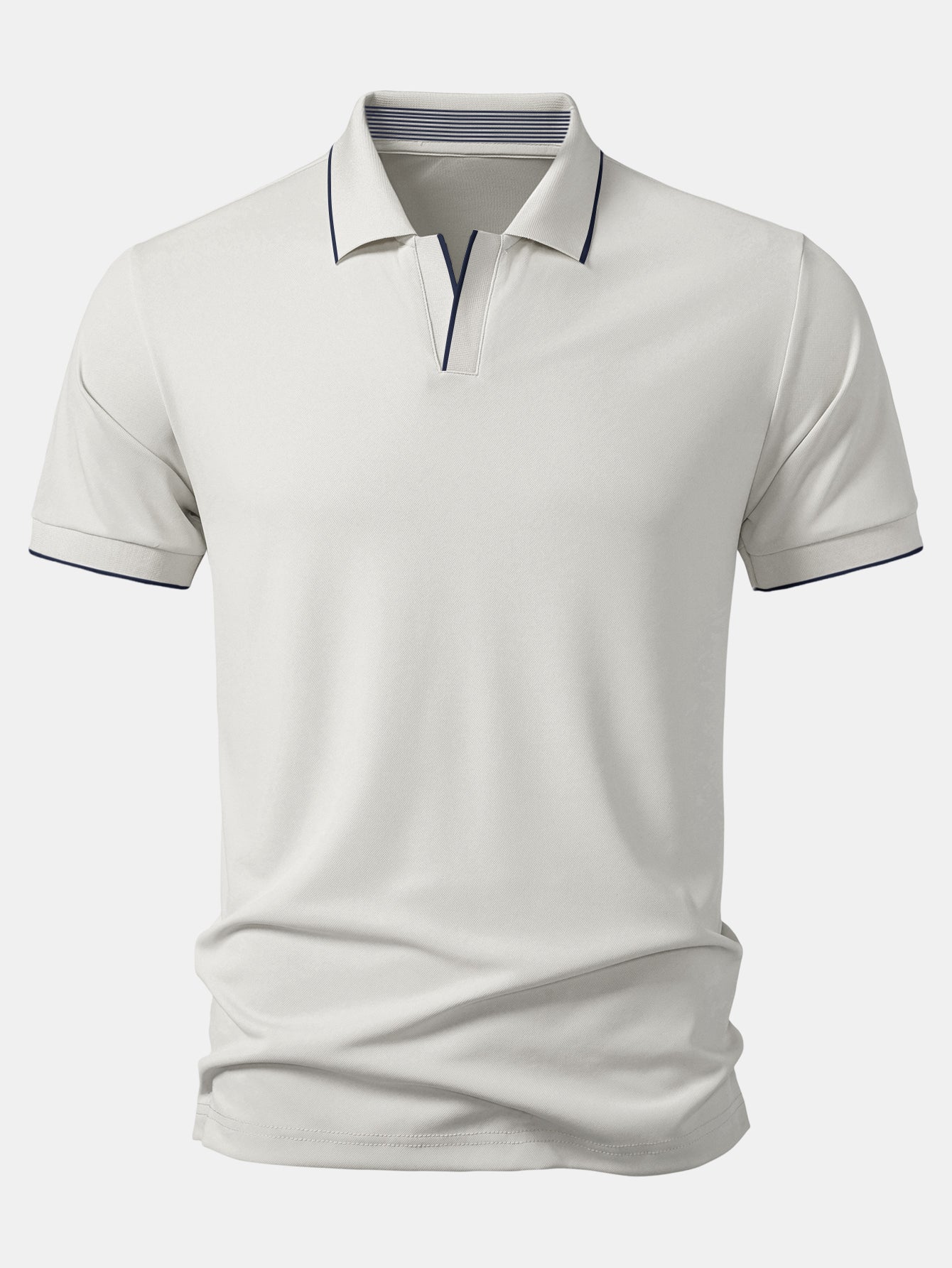 Contrast Trim Johnny Collar Polo