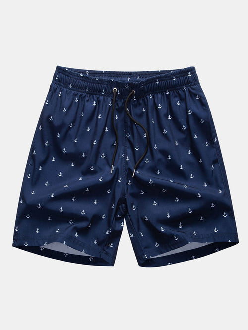 Anchor Print Drawstring Swim Shorts