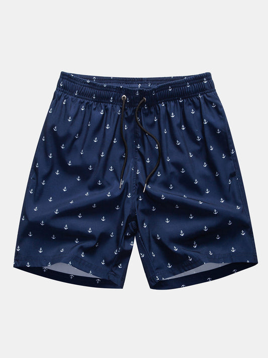 Anchor Print Drawstring Swim Shorts
