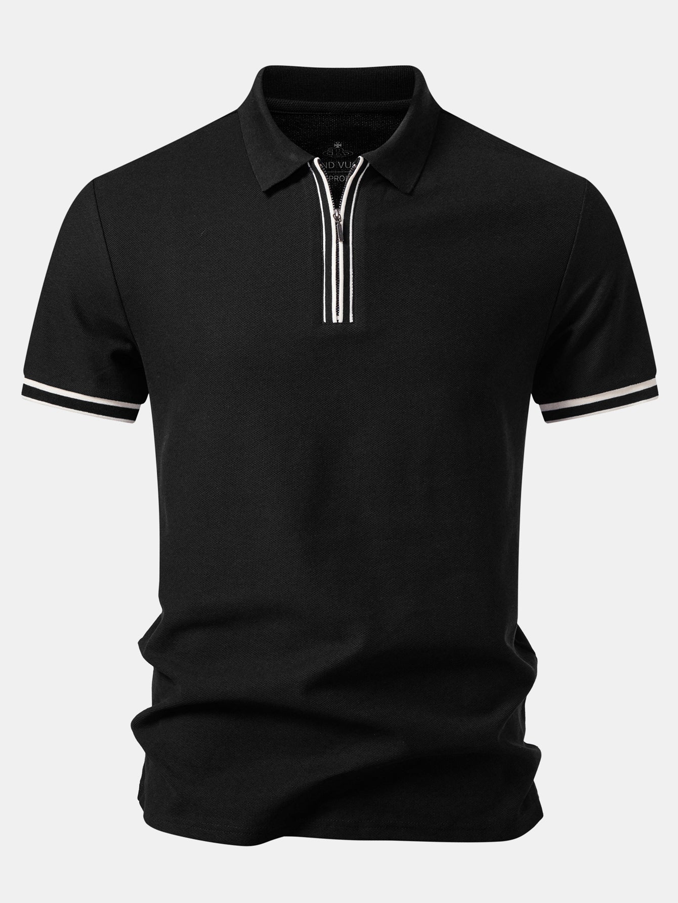 Contrast Trim Zipper Polo