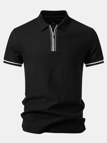 Contrast Trim Zipper Polo