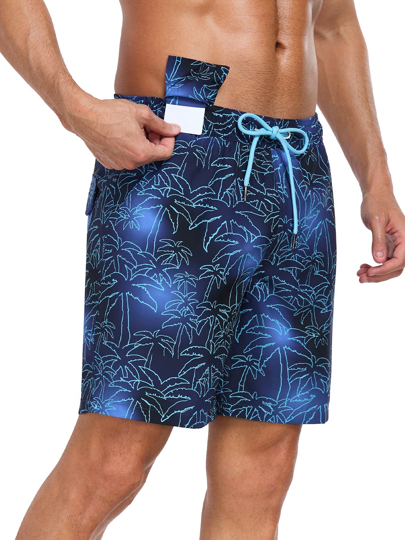 2 In 1 Palm Tree Print Swim Shorts