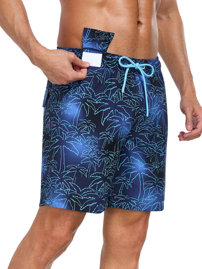 2 In 1 Palm Tree Print Swim Shorts