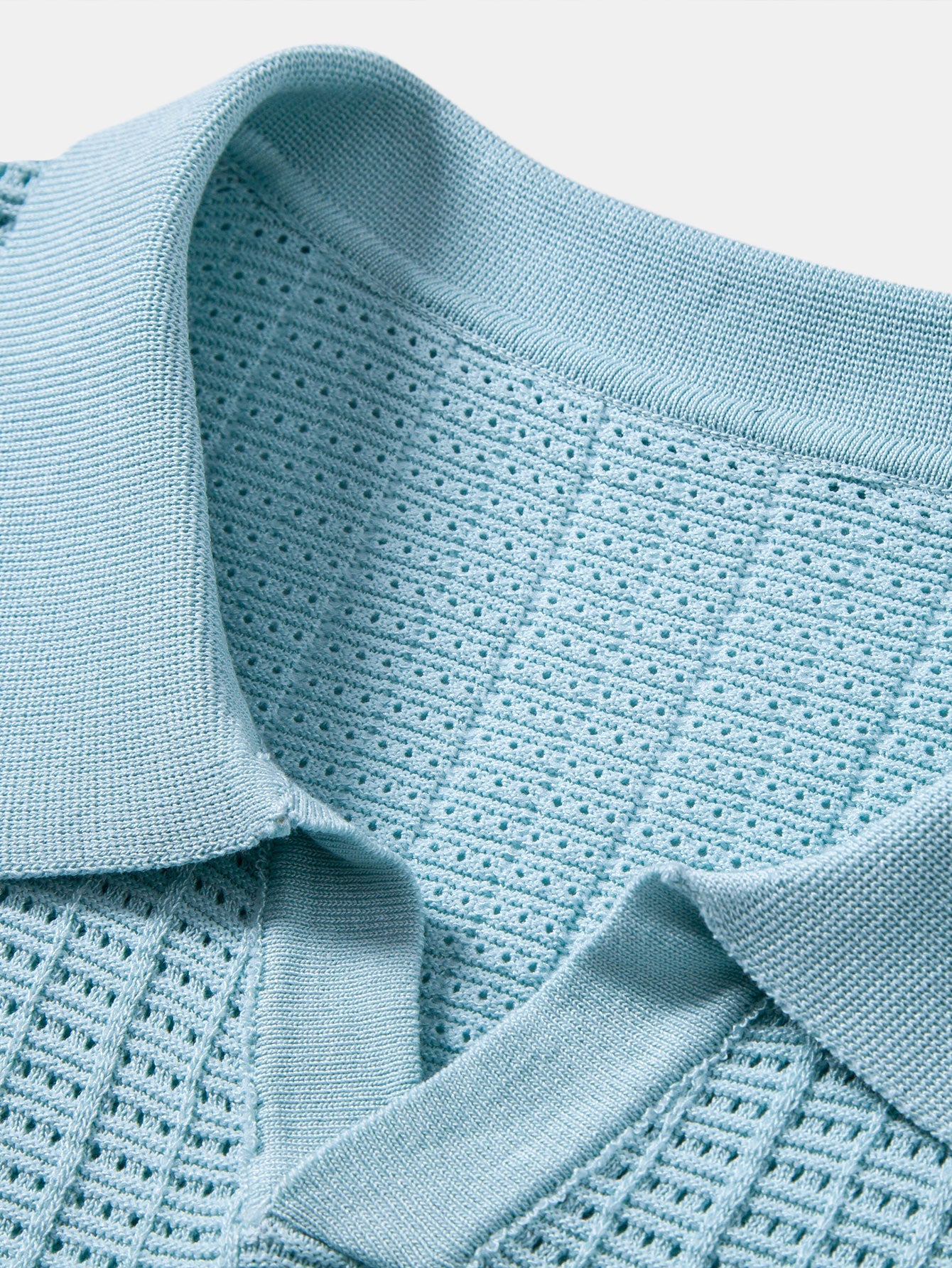 Textured Jacquard Johnny Collar Knit Polo