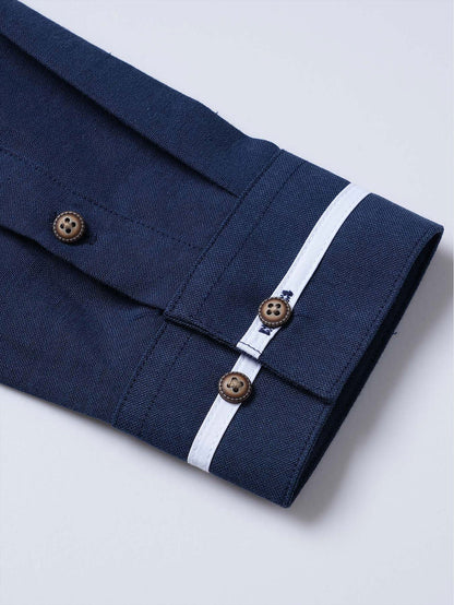 Long Sleeve Contrast Stand Collar Shirt