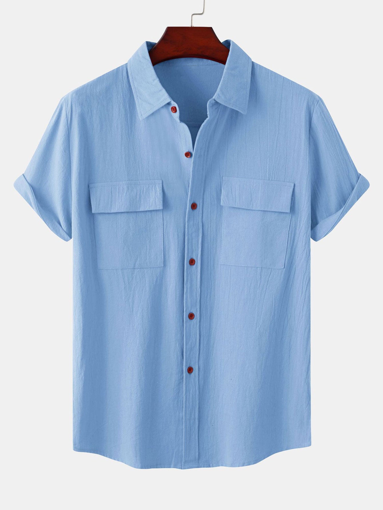 Man Button Up Shirt With Patch Pockets