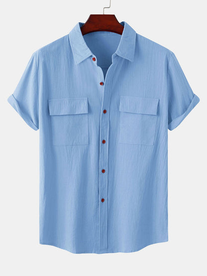 Man Button Up Shirt With Patch Pockets