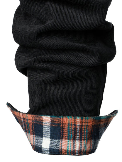 Corduroy Plaid Panel Button Up Shirt