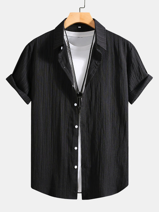 Crinkled Texture Print Button Up Shirt