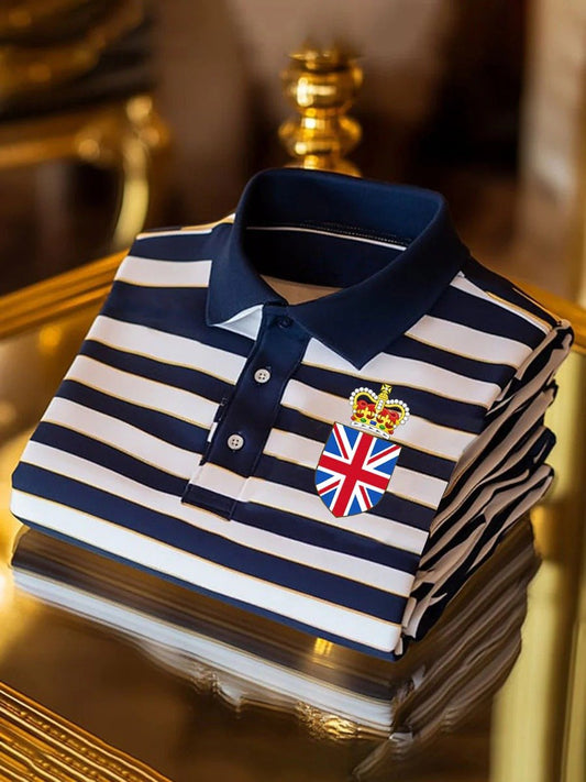 Men's Business Union Jack Casual Button Short Sleeve Polo Shirt